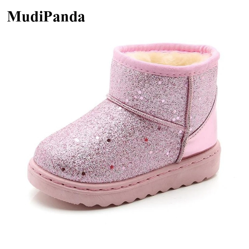 

MudiPanda Kids Fashion Winter Snow Boots Thick Child Cotton Shoes Warm Plush Soft Bottom Baby Girls Boys Boots