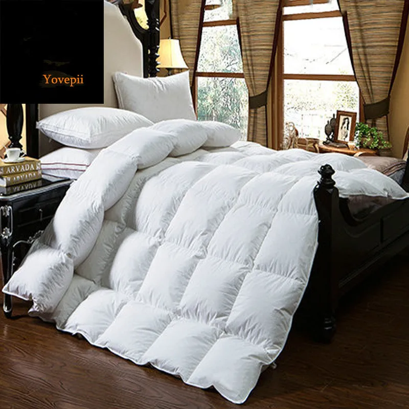 Высокое качество, зимнее одеяло, гусиный пух, пуховое одеяло, домашняя кровать, хлопок, 80 s, 220*240, 150*200, лоскутное одеяло, king queen - Цвет: white goose down