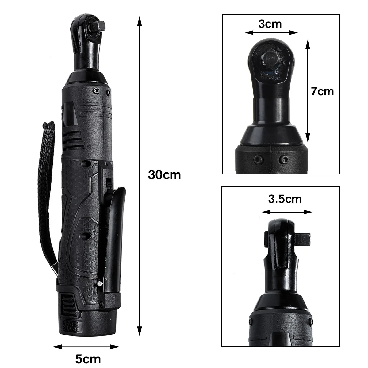 18V Electric Wrench 3/8 Inch Cordless Right Angle Ratchet Rechargeable Scaffolding 60N.m Wrench 260RPM with Li-ion Battery