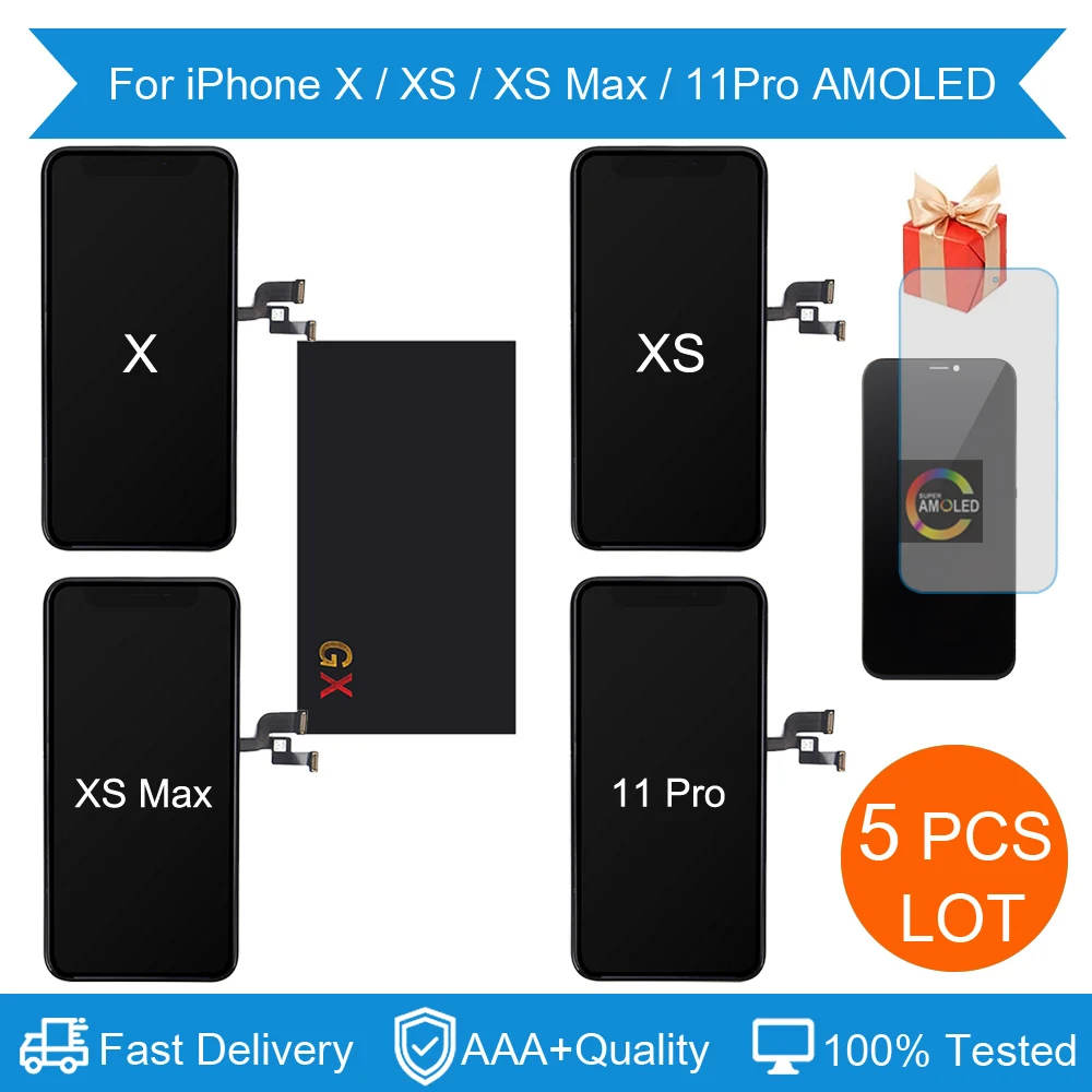 5 шт. качество AAA Gx AMOLED без битых пикселей для iPhone X XS Max 11 ЖК-дисплей сенсорный экран