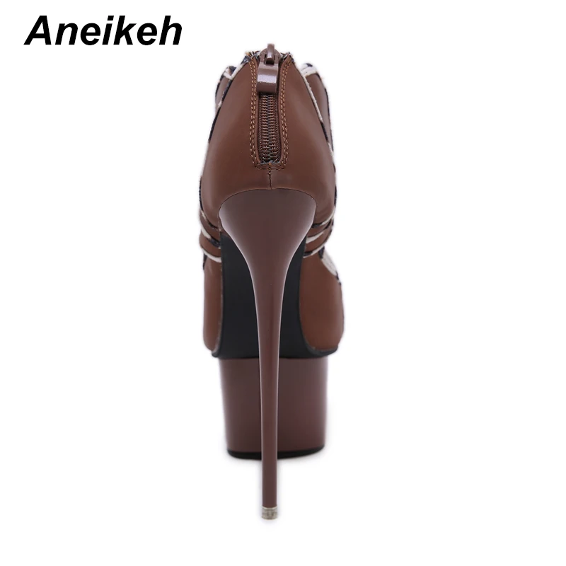 Aneikeh/модные женские туфли-лодочки в гладиаторском стиле; Шелковый лепесток; туфли с открытым носком на платформе и высоком каблуке; свадебные туфли-лодочки на шпильке для ночного клуба; цвет розовый