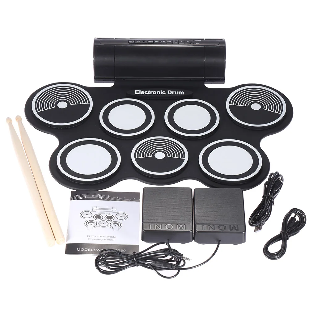 

Hot New Portable Foldable Silicone Electronic Drum Pad Kit Digital USB MIDI Roll-up with Drumstick Foot Pedal