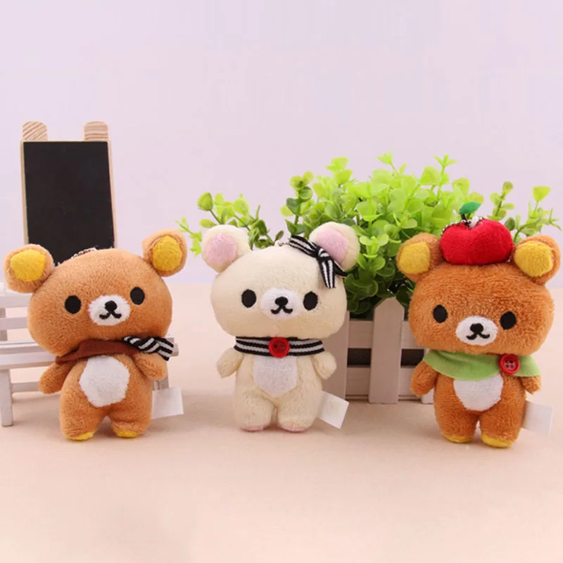 12CM Kawaii Standing Lover Bear Plush Stuffed Baby Toy Soft Figure Doll Key Chain Design Pendant Charm Toy Plushie Decora 2020 little stuffed duck toy doll key chain plush gift key chain toy wedding bouquet flower gift plush toy doll key ring