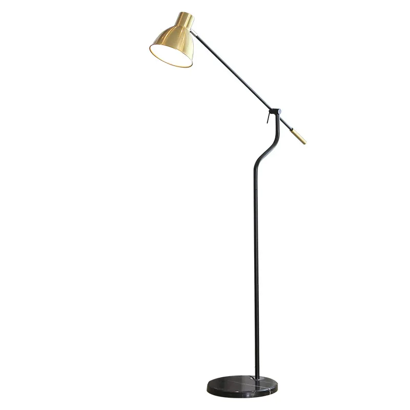 

Modern Minimalist Floor Light Creative Personality Simple Design Adjust Arm Gold Color Plated Marble Base E27 LED Bulb Warm12W