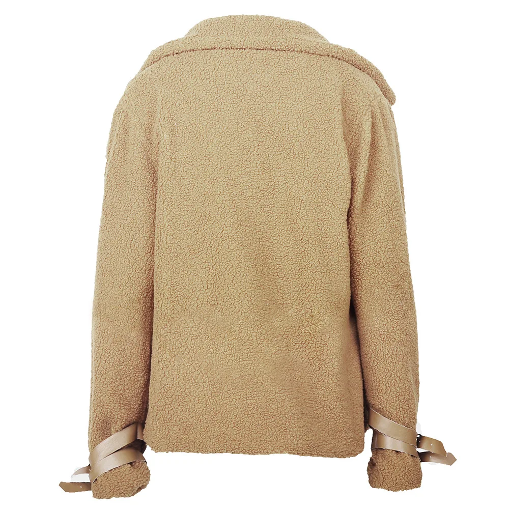 Зимняя новая теплая плюшевая шуба с длинным рукавом из искусственного меха для женщин зимняя мягкая меховая куртка женская повседневная короткая верхняя одежда из плюшевого меха