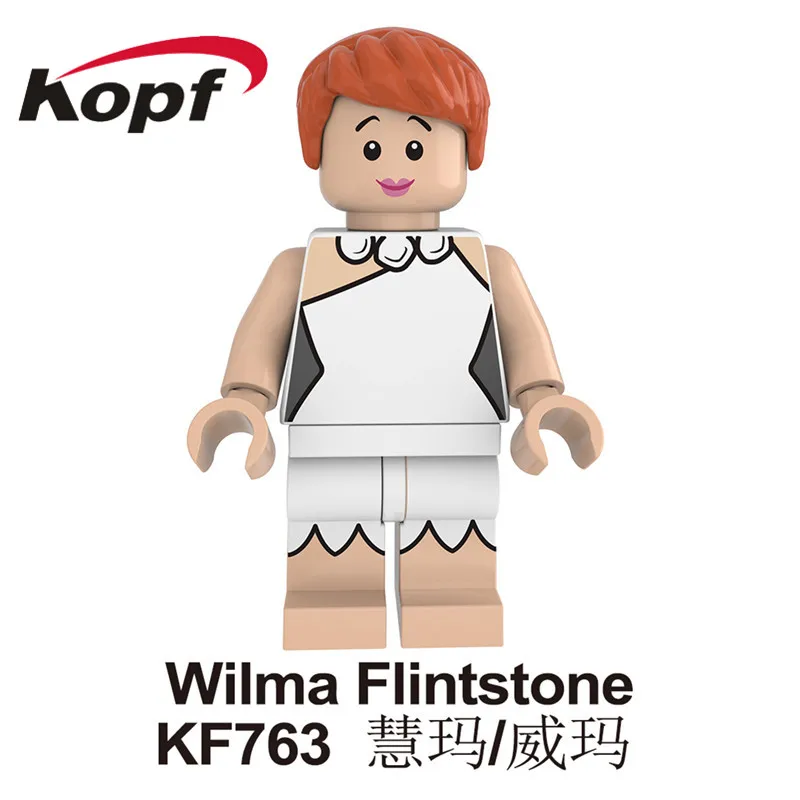 KF763 50PCS NO Box 50PSC Fred Brick Block мультфильм фильм фигурка Вилма Бетти бамм-бамм галька Барни щебень Строительный блок для детей игрушка KF762 - Цвет: KF763 50PCS NO Box