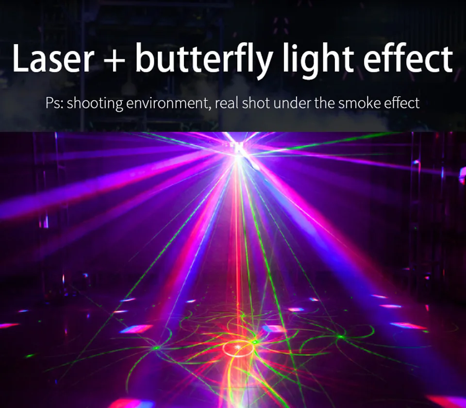 Remote control laser butterfly lamp upgrade version of LED bar light stage light room performance wedding rotating colorful nigh