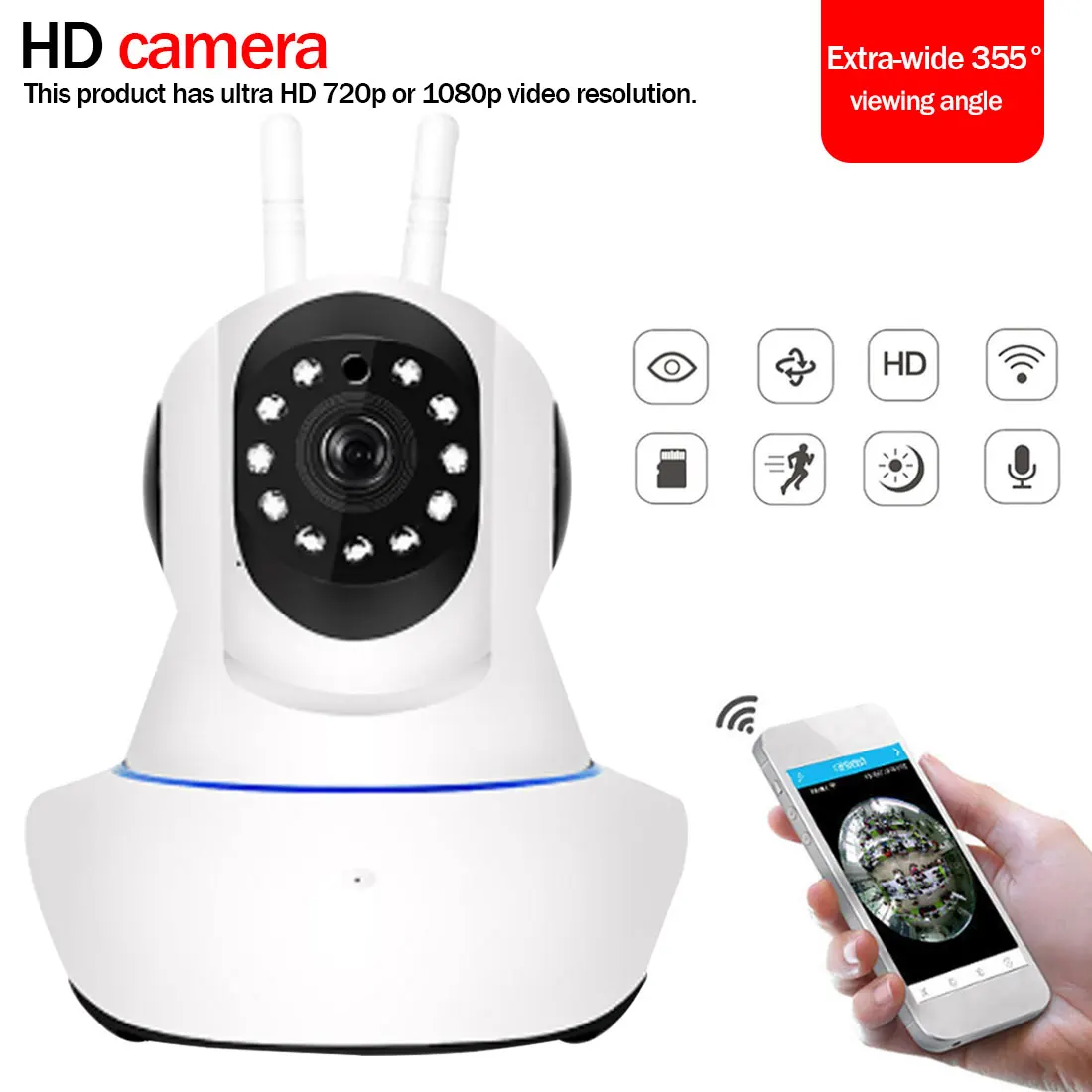 1080P IP камера наблюдения камера Детский Монитор Wi-Fi беспроводной ИК ночного видения домашней безопасности с картой памяти