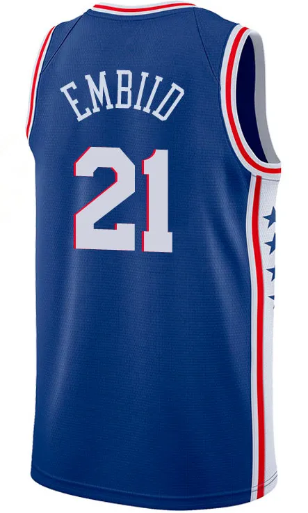 25 Бен Симмонс Джерси 20 Markelle Fultz 21 Joel Embiid 3 Allen Iverson 17 J.J. Баскетбольные майки Redick города