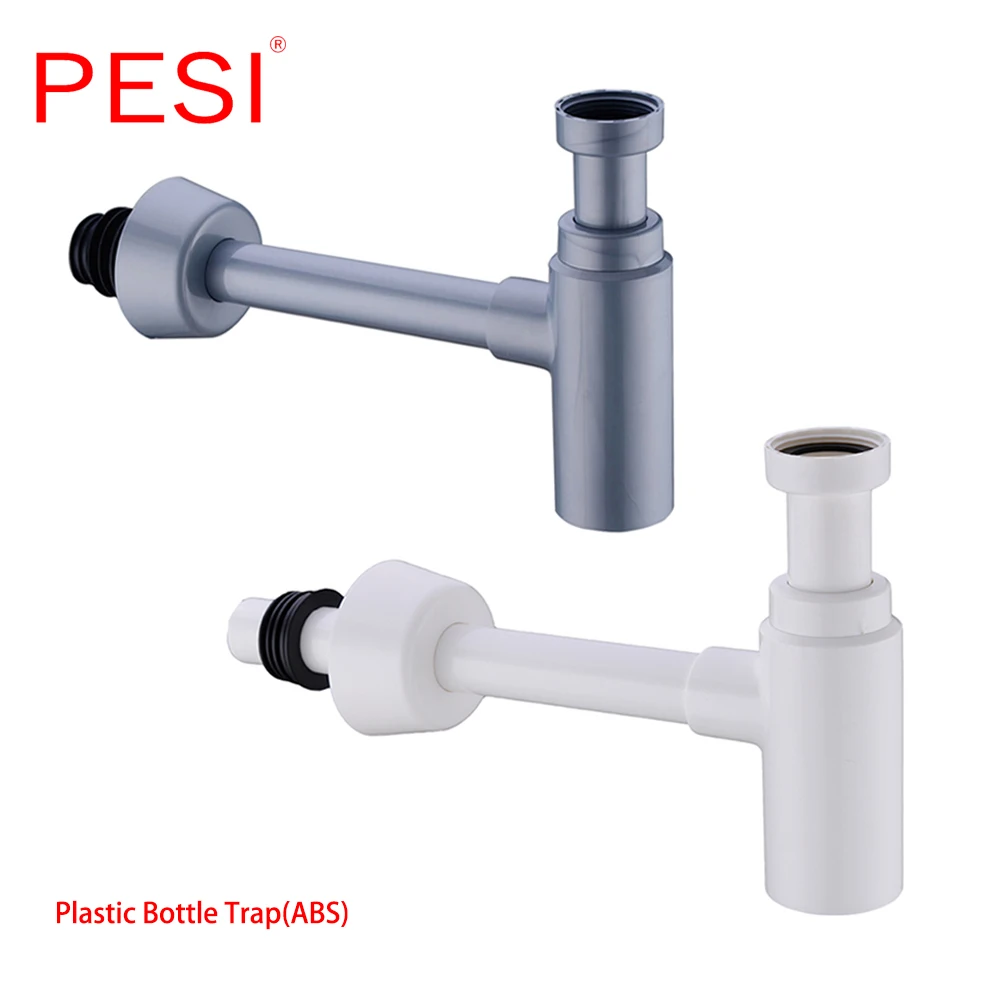 bobotron Basin Bottle Trap Metal Bathroom Sink Siphon Drains with Drain Black P-Trap Pipe Waste Without Overflow