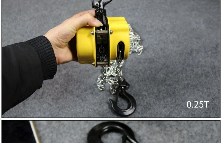 Special custom-made 0.25 tons 3 meters reverse chain hoist lifting pulley lifting crane for Longba mini-type hand hoist