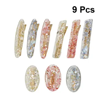 

9Pcs Oval Rectangle Hair Clips Cute Bobby Pins Candy Color Barrette Adorable Hair Pins Fashion Bang Clips for Kids Women White B