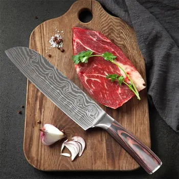 

7" Japanese Chef Knife Stainless Steel Fish Meat Cleaver Fruit Vegetable Slicer Sushi Slicing Cutter Utility Chef Kitchen Knives