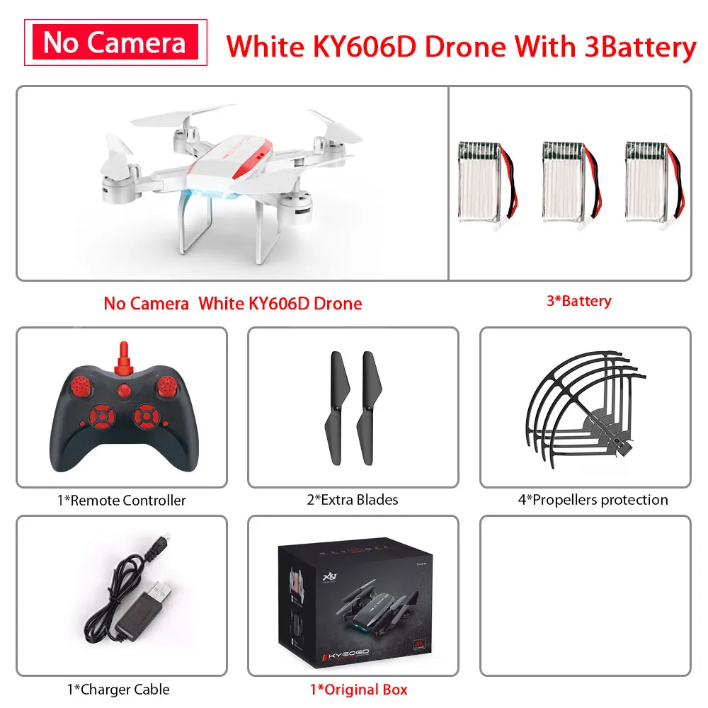 KY606D Дрон с FPV wifi 480P 1080P 4K HD Двойная камера или без камеры Квадрокоптер 20 минут время полета мини Дрон VS SG106 E58 Дрон - Цвет: White No Camera 3B
