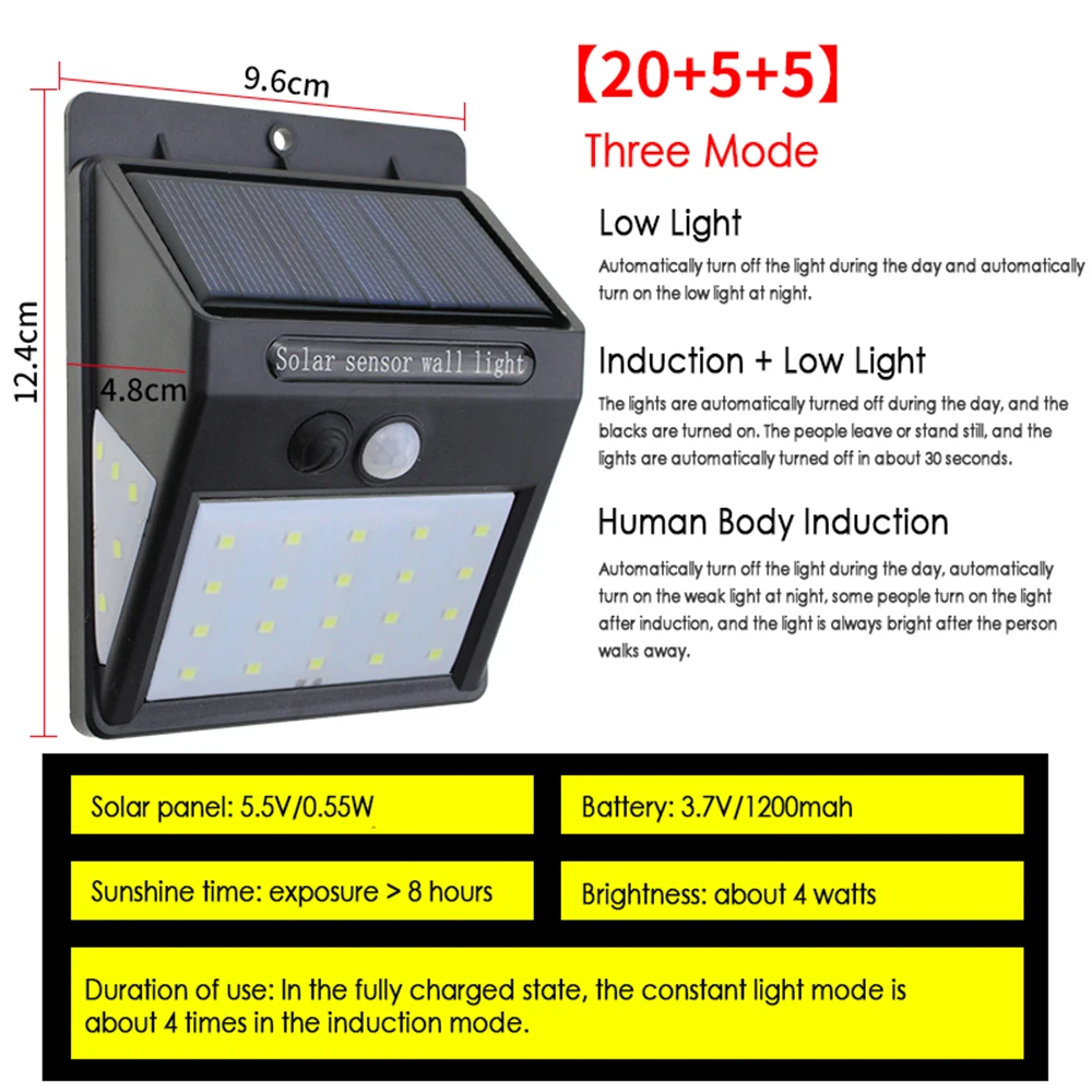 Светодиодный светильник на солнечной батарее, солнечный свет, наружные солнечные садовые светильники, водонепроницаемый PIR датчик движения, солнечная настенная лампа, уличные фонари, 3 модели