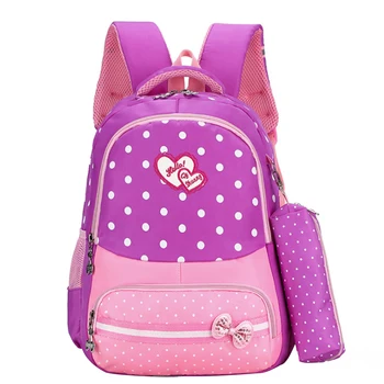 

Girls Pencil Zipper Closure Kids School Backpack Cute Printed Gift With Bowknot Primary Student Travel Rucksack Books Bookbag