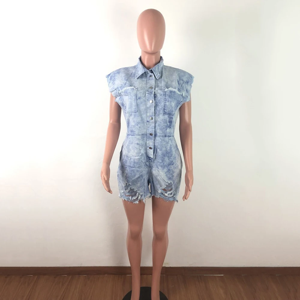 Женский джинсовый комбинезон с отложным воротником и принтом «Tie-Dye», тонкий комбинезон, однобортные комбинезоны с карманами Mujer, сексуальный плюс размерный комбинезон