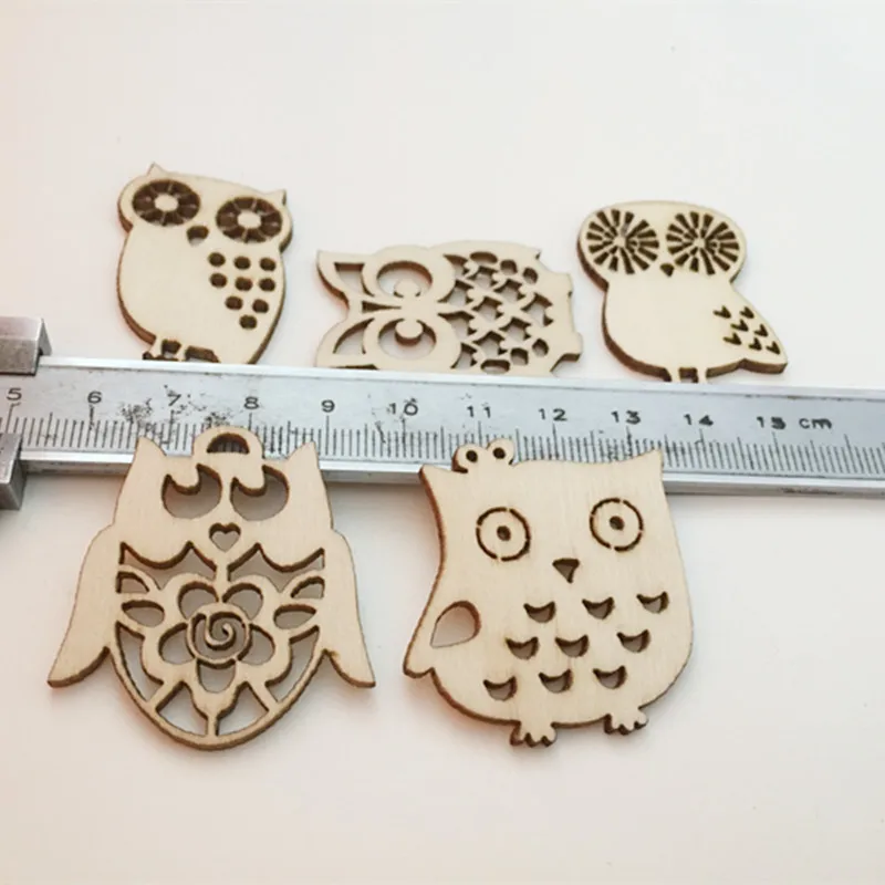 10 Pcs Wooden Embellishment Hollow Cutout Owl Shapes Crafts for Card Making Scrapbooking DIY Wood Art Wedding Decorations