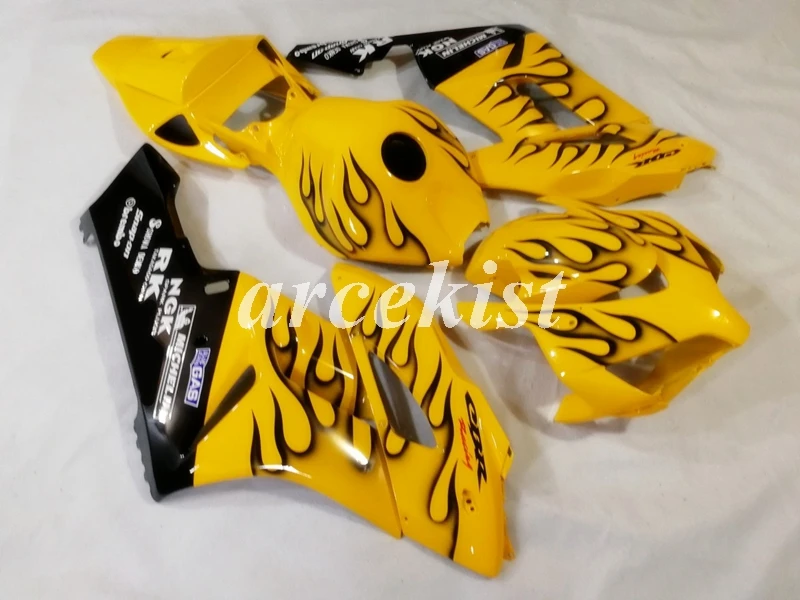 4 подарки ABS Кузов обтекатель комплект Подходит для Honda CBR1000RR 04 05 Обтекатели набор CBR 1000 RR 2004 2005 на заказ желтый черный Пламя