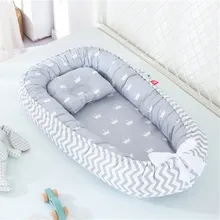 Переносная кровать для путешествий, детское гнездо с подушкой, подушка для новорожденных, кровать для мальчиков и девочек, Детская уличная хлопковая кроватка, бампер