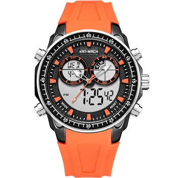 

Kt1877 Order Sports Waterproof Silicone Belt Watch Double Machine Display Electronic Quartz Watch