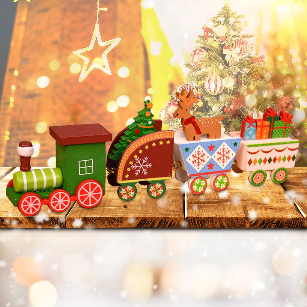 Рождественский деревянный Рождественский поезд Санта-Клаус праздничный Декор домашний Декор детские подарки деревянные рождественские детские игрушки подарок орнамент navidad Новинка
