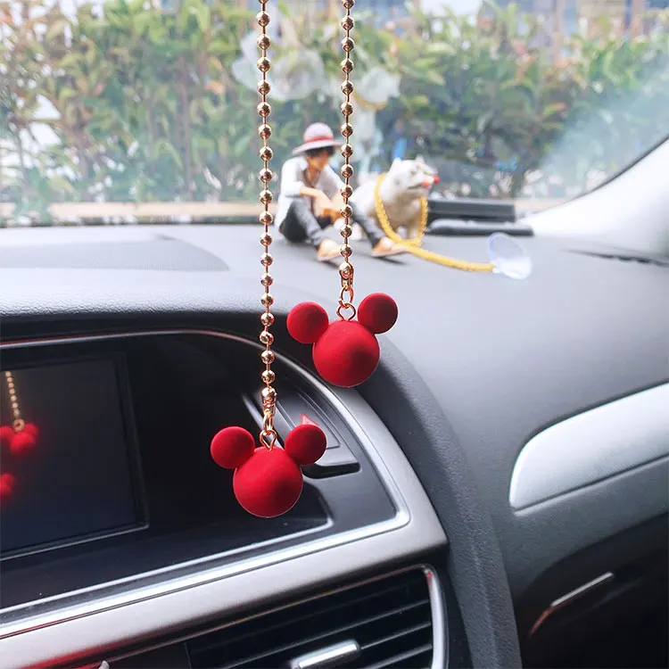 Red Mouse SRGRDH Car Interior Decoration Pendant Cute Mickey Mouse Rearview Mirror Pendant Decoration for Car Goods Car Interior Accessories 