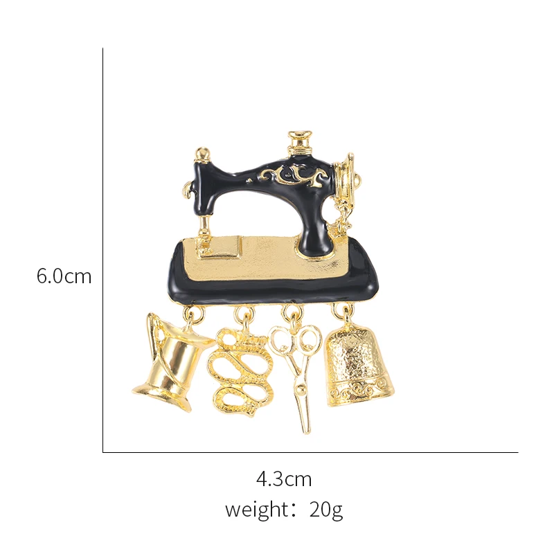 Персонализированные Стильные черные эмалированные Швейные броши в виде швейной машинки для женщин портной Моды золотого цвета Милая брошь булавка хороший подарок ювелирные изделия
