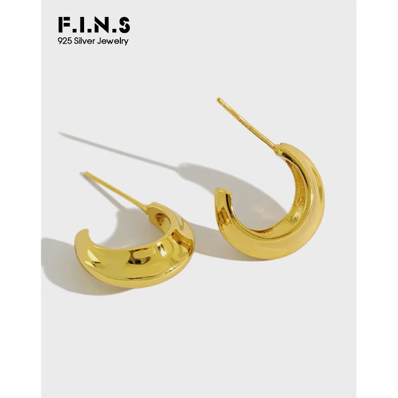 F.I.N.S корейский стиль женские Золотые Серебряные широкие серьги кольца для женщин