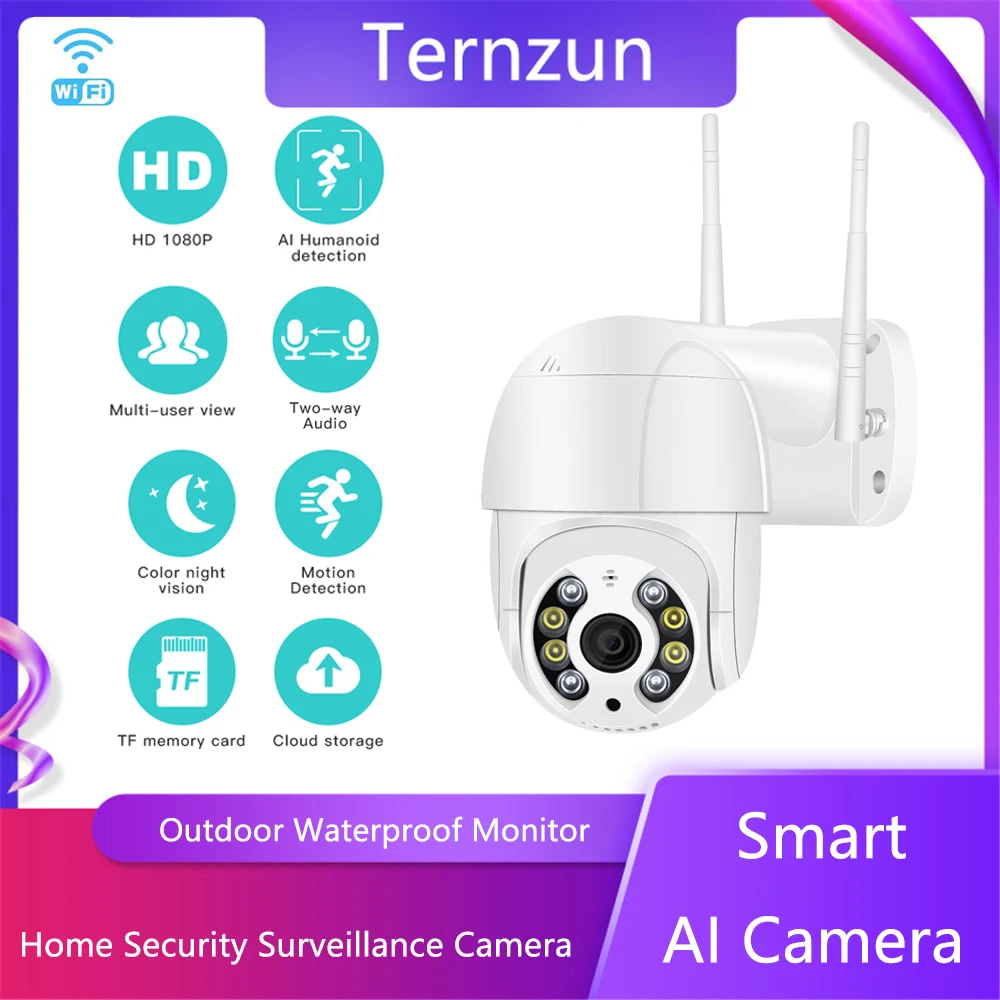 

2MP PTZ IP Camera Wifi Outdoor Waterproof Dome Video Surveillance Camera AI Human Detection Two Way Audio Home Security Monitor