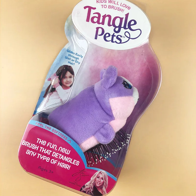 purple Новинка, мультяшная детская расческа, массажная расческа, подходит для любого типа волос, подвижная плюшевая очень милая мягкая расческа-единорог - Цвет: purple