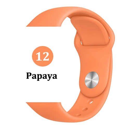Ремешок для Apple watch band 5 4 44 мм 40 мм correa iwatch 4 3 2 42 мм 38 мм спортивный силиконовый браслет pulseira аксессуары для Apple watch - Цвет ремешка: 12-Papaya
