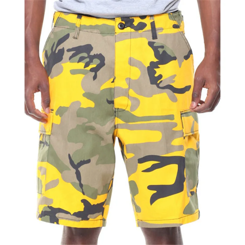 Новые трендовые мужские прямые Хлопковые Бриджи, шорты в стиле хип-хоп, камуфляжные свободные пляжные камуфляжные шорты для отдыха