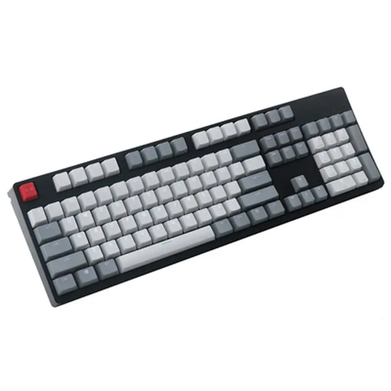 Vintage Style OEM Profile Thick PBT Shot Backlit RGB Keycaps Gray White Red Mix ANSI 108-Key for Cherry MX Switches Mechanical