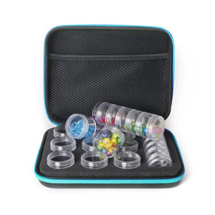 High Quality 15 Slots DIY Nail Art Craft Storage Case Embroidery Box with Zipper and Bottles Beauty Tools TK-ing