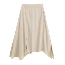 Ранняя Осенняя женская одежда новая высокая талия нерегулярная открытая Декоративная Сумка ягодицы половина длины юбка