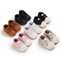 

Newborn baby shoes non-slip toddler shoes boys and girls fashion sports soft rubber sole PU leather First Walkers Moccasin shoes