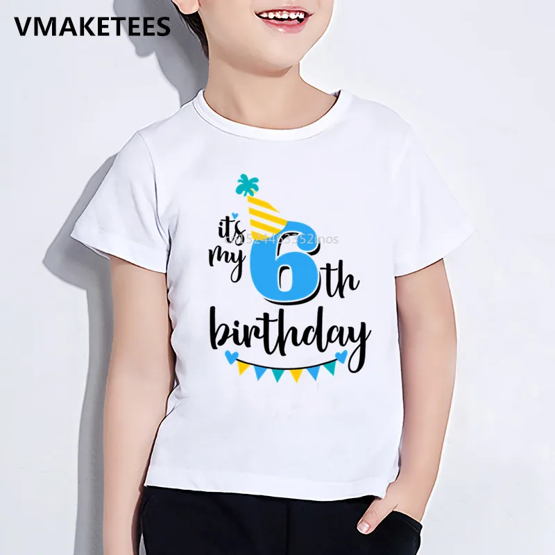 Детская футболка с надписью Happy Birthday Number 1 9 забавная цифрами для девочек и