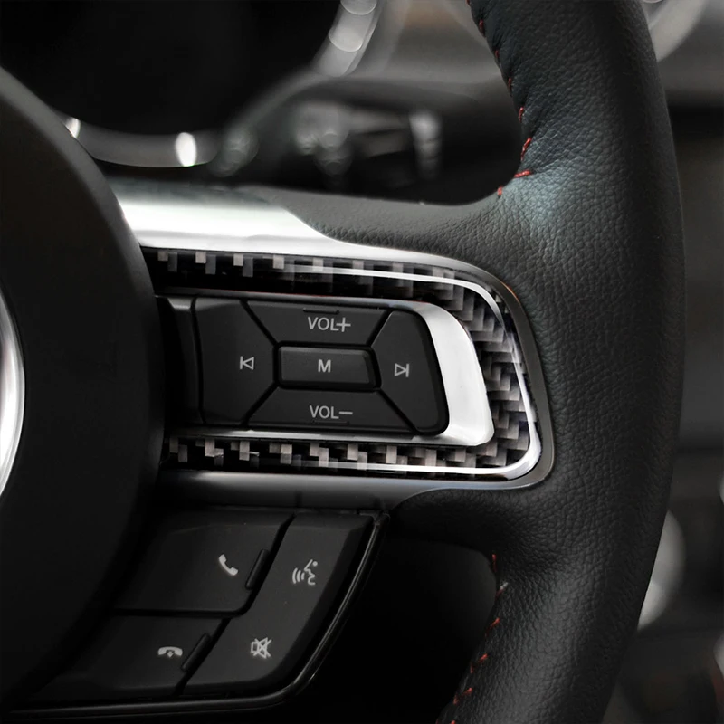 Для Ford Mustang- углеродное волокно руль эмблема Кнопка 3D наклейки для автомобиля Стайлинг авто аксессуары