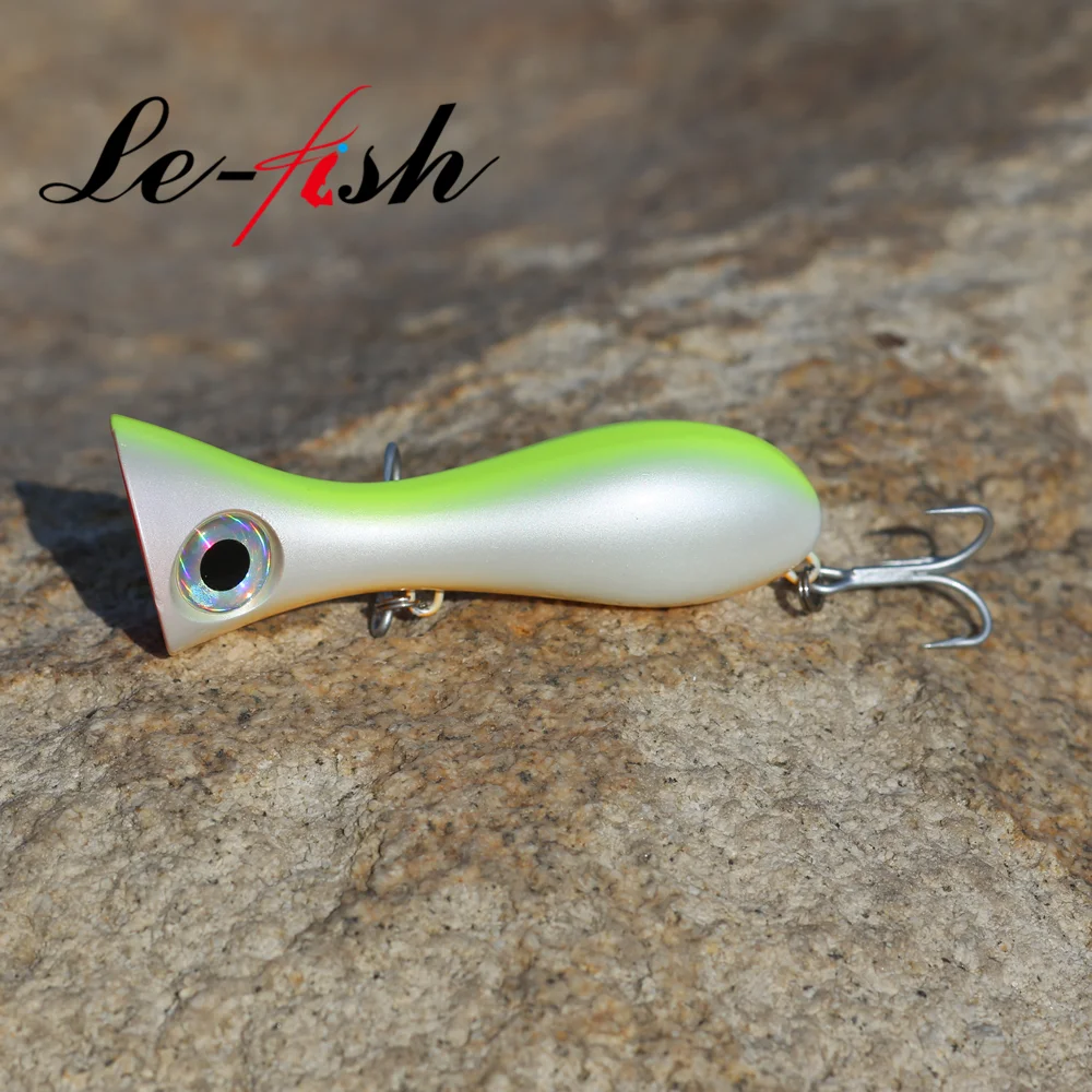 Le fish, большая игровая приманка, 97 мм, 33 г, новинка, Поппер, рыболовные приманки, верхняя водная жесткая приманка, 3D глаза, большой рот, Поппер, приманка с крюком VMC 9626