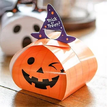 

10pcs Halloween Candy Box Paper Gift Boxes Trick or Treat Kids Gift Pumpkin Ghost Candy Bags Halloween Party Decoration Supplies