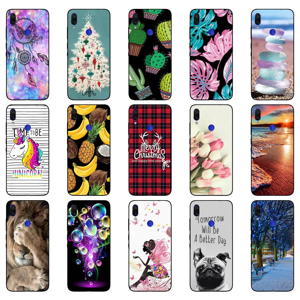 Untuk Xiaomi Redmi Note 7 Hitam Case Silikon Lembut Funda untuk Xiaomi Redmi Catatan 7 Hitam TPU Case Pelindung 6.3 