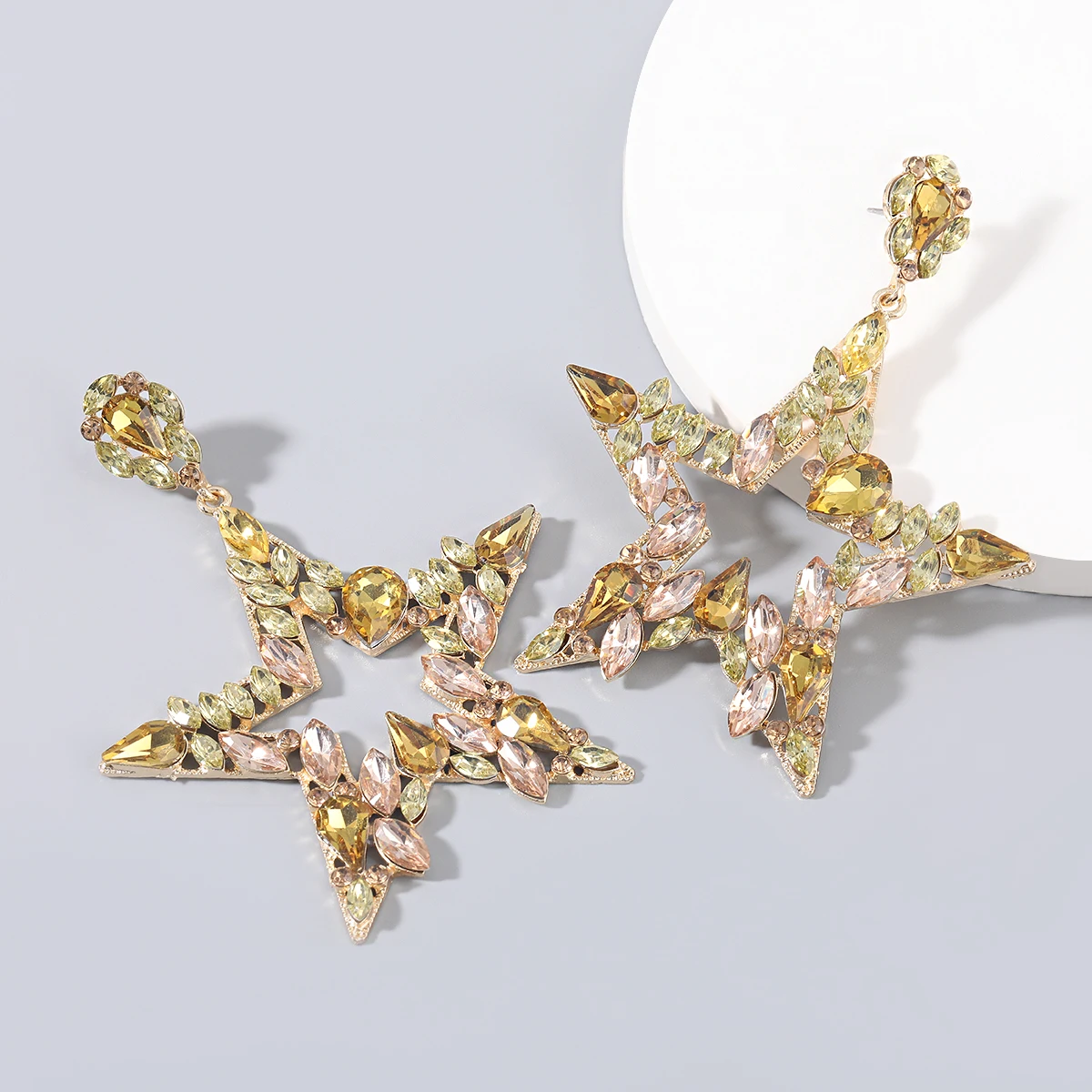 JIJIAWENHUA New Fashion Rhinestone Star Shape Pendant Luxury Women's Earrings Dinner Party Wedding Fashion Jewelry Accessories JIJIAWENHUA New Fashion Rhinestone Star Shape Pendant Luxury Women's Earrings Dinner Party Wedding Fashion Jewelry Accessories