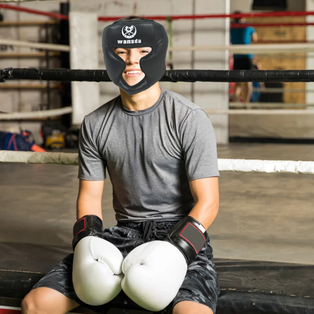 Boxing Headgear Professional Synthetic Leather MMA Protector Headgear Fighting Judo Kickboxing Head Guard Sparring Helmet