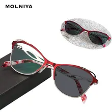 Ультра-прозрачная очки для чтения фотохромные линзы смолы очки; Модный комплект из двух цветной "кошачий глаз" оправы для очков уникальный