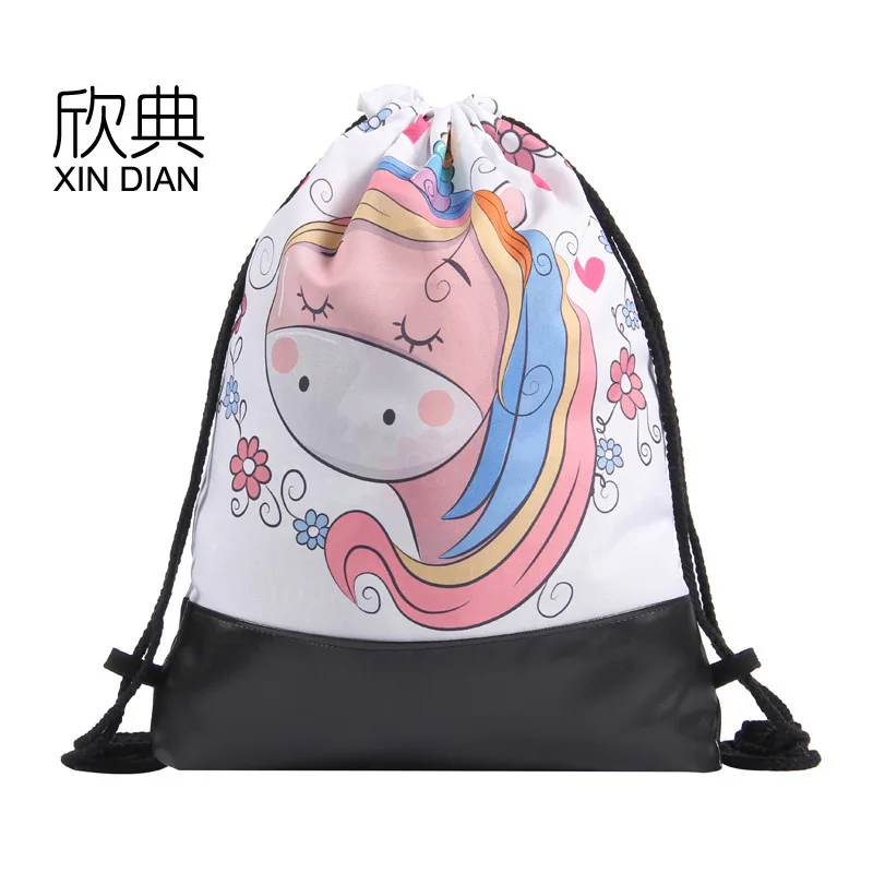 

2019 Real Amazon Spring New Pu Leather Bottom Bundle Pocket Unicorn Tape Pack Shoulder Backpack