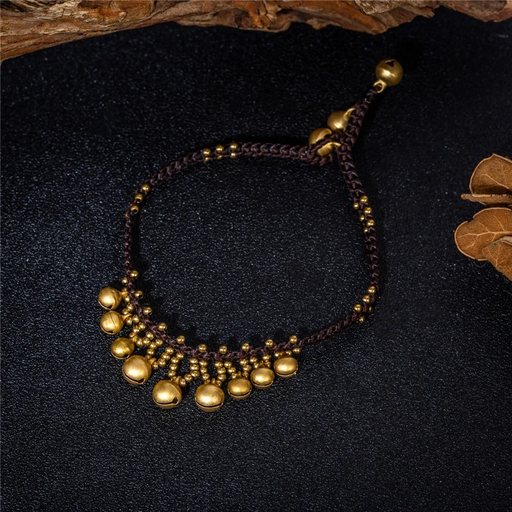 AMOURJOUX ручной работы винтажные колокольчики Цепочка-браслет на лодыжку с шармами для женщин камень лодыжки браслет энкельбандье