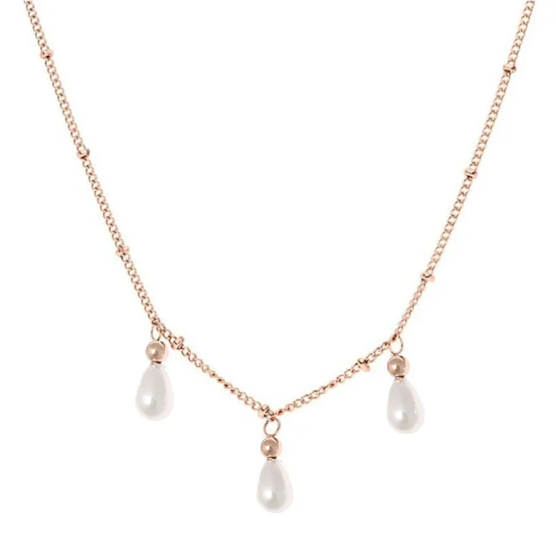 rose gold Mavis Hare великолепное ожерелье из натурального жемчуга Водонепроницаемая подвеска на цепочке с бусинами из нержавеющей стали - Окраска металла: rose gold