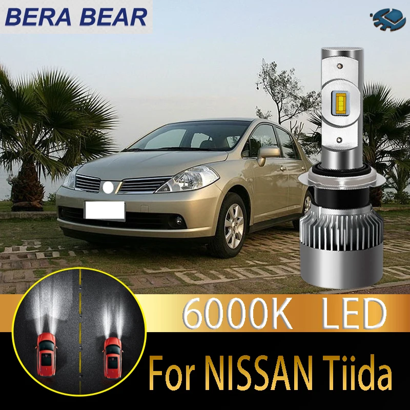 Автомобильный головной светильник BERA BEAR, светодиодный светильник для Nissan Tiida Versa, светодиодный автомобильный светильник 6000 K, лм, белый светильник, автомобильный головной светильник 2X
