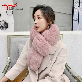 

Ladies winter warm fox fur scarves women double-sided fashion fur big scarf 100% real fox fur collar luxury brand style scarfs